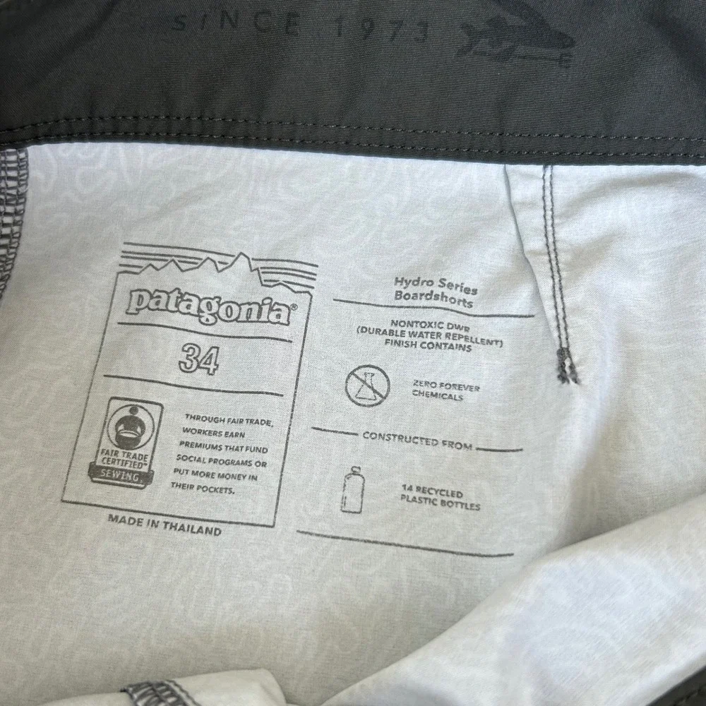 Patagonia Hydro Series Boardshorts Mens 34 Grey Blue Coral Print Swim Trunks
